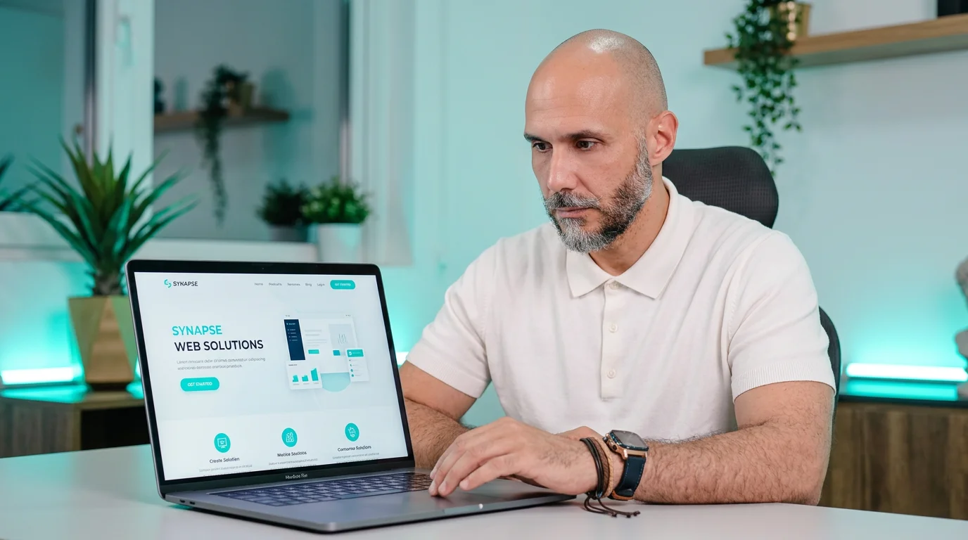 Diseñador web trabajando en el desarrollo de una página web profesional