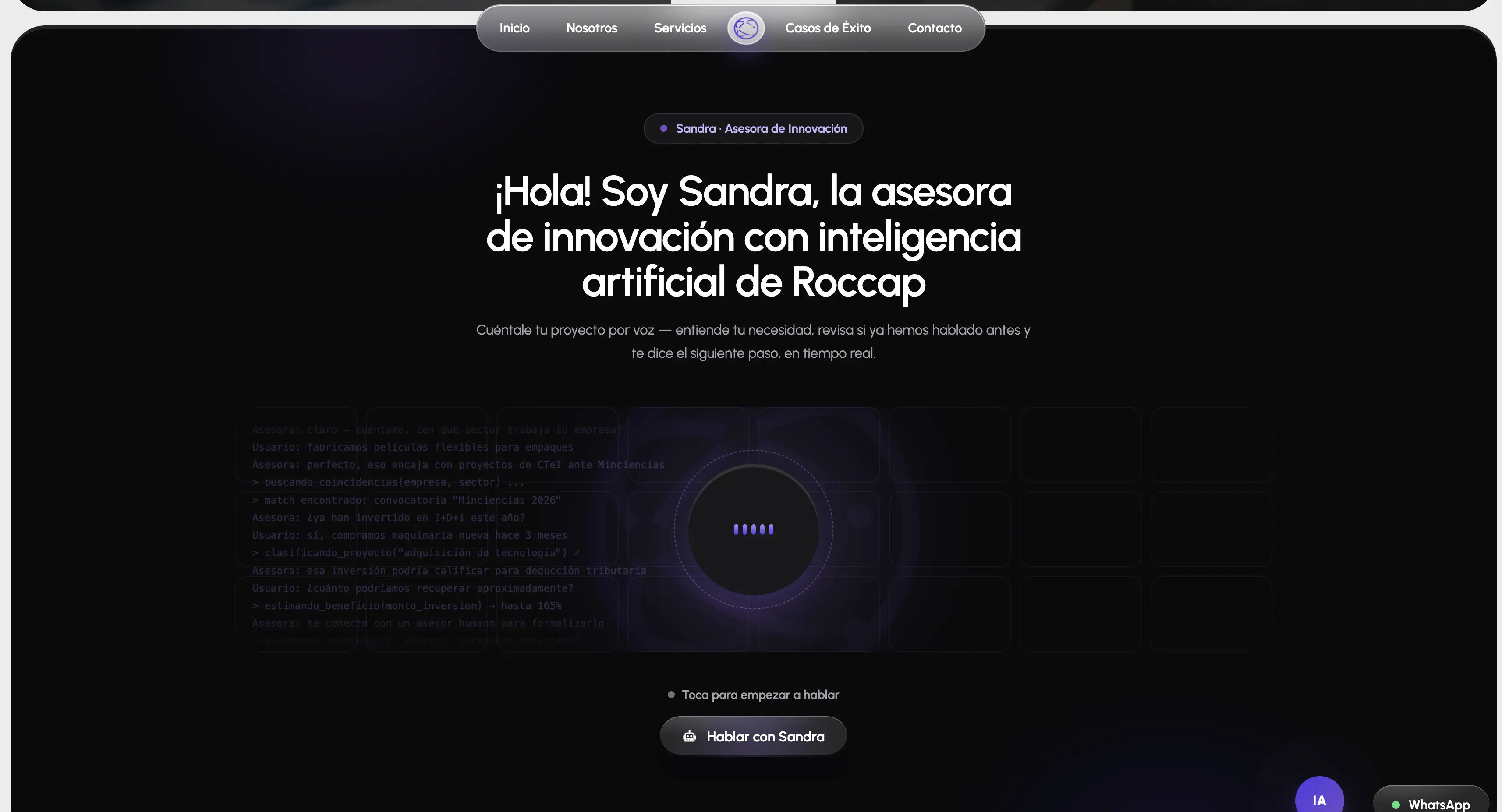 agente de IA de voz para sitio web